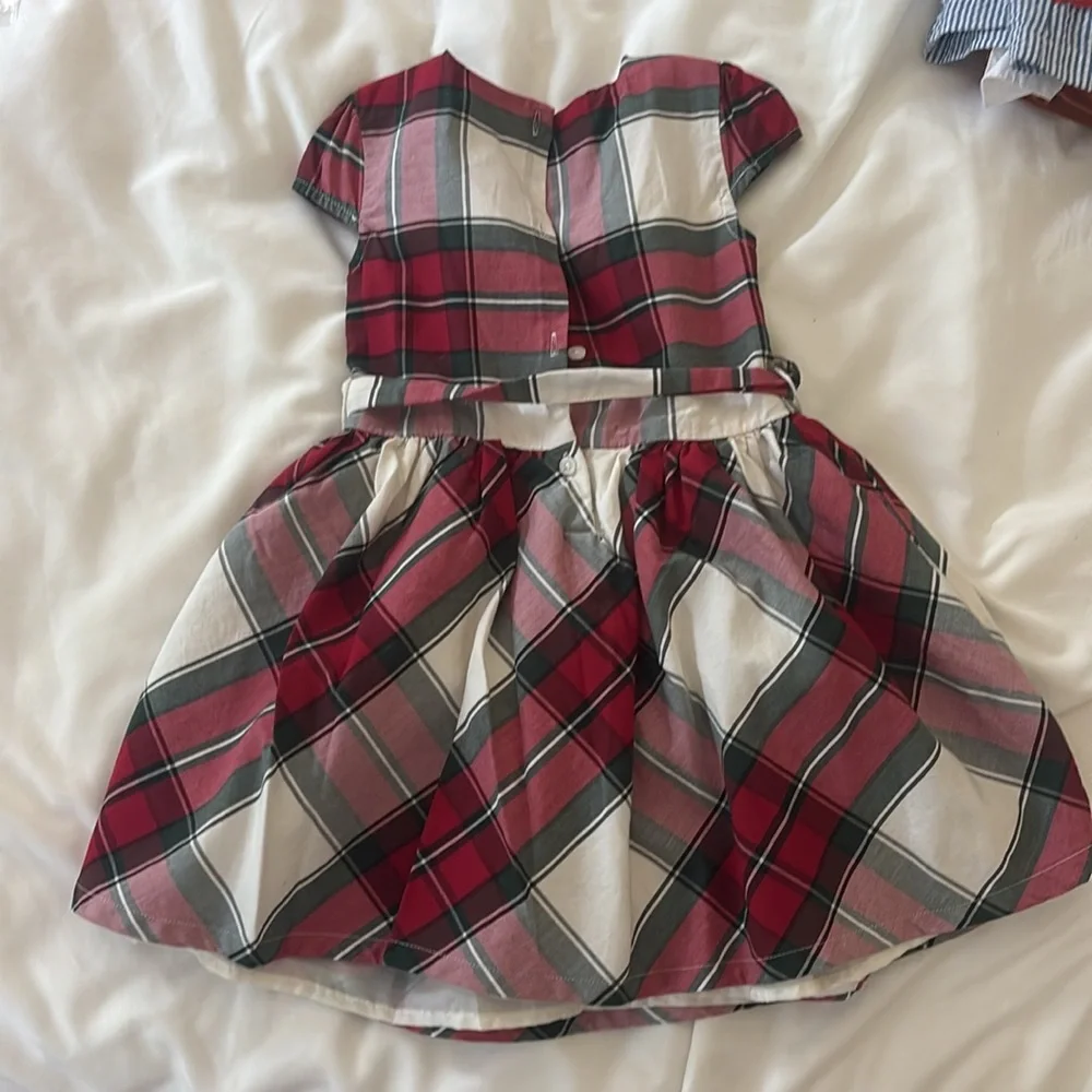 Girls Red Plaid Holiday Dress with Belt
